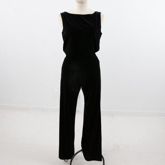 Vintage 90s M Velvet 2-Piece Set Pants Top Black - Picture 15 of 15
